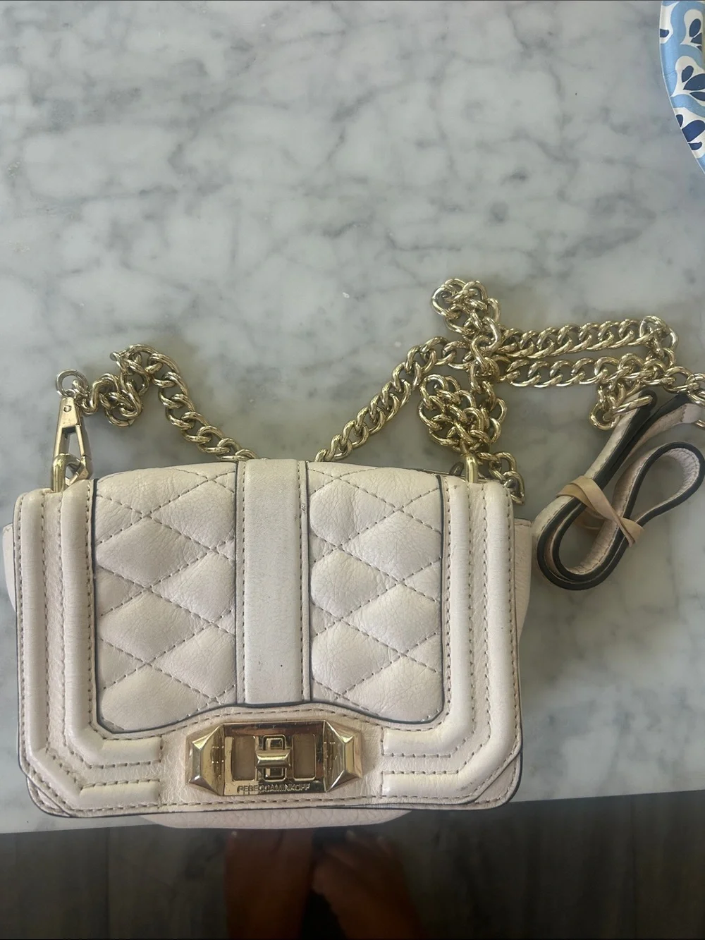 Rare Rebecca Minkoff Quilted Crossbody in Off White with Gold Hardware